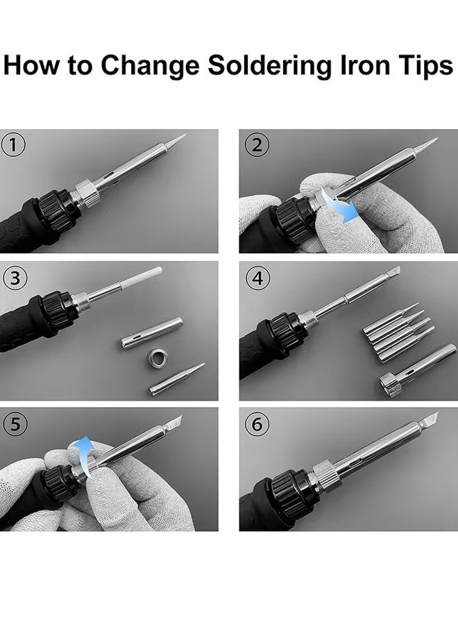 Soldering Iron Kit, 80W Adjustable Temperature, Fast Heating Ceramic Thermostatic Welding Iron with LCD Display for Welding Circuit Board, Appliance Repair - Image 4