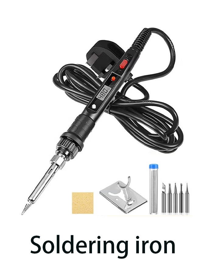 Soldering Iron Kit, 80W Adjustable Temperature, Fast Heating Ceramic Thermostatic Welding Iron with LCD Display for Welding Circuit Board, Appliance Repair - Image 1
