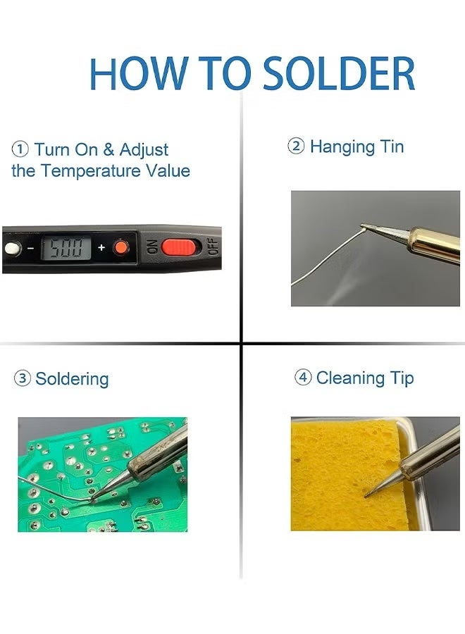 Soldering Iron Kit, 80W Adjustable Temperature, Fast Heating Ceramic Thermostatic Welding Iron with LCD Display for Welding Circuit Board, Appliance Repair - Image 2