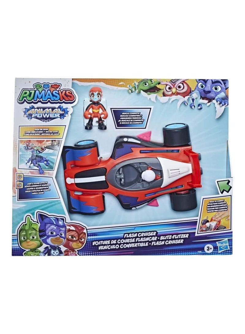 بي جيه ماسكس لعبة ما قبل المدرسة من Animal Power Flash Cruiser ، سيارة قابلة للتحويل بأضواء أو أصوات ، مركبة وشخصية أكشن للأطفال من سن 3 سنوات فما فوق - Image 2