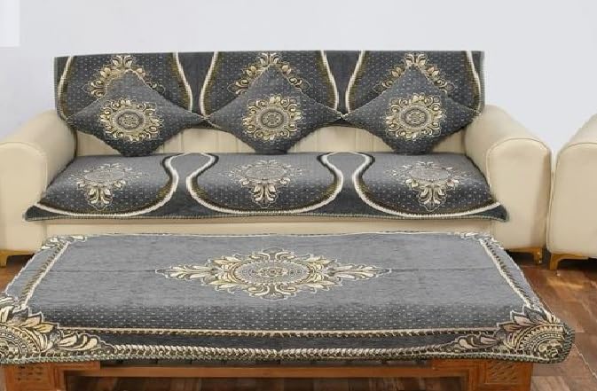 Laying Style™ Diwan Set of 8 Pieces Combo with Sofa Covers for Living Room 5 Seater and Center Table Cover - Image 4
