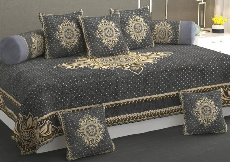 Laying Style™ Diwan Set of 8 Pieces Combo with Sofa Covers for Living Room 5 Seater and Center Table Cover - Image 3