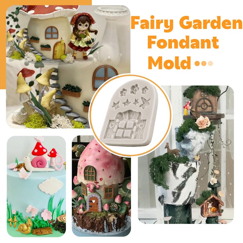 Sijiangmold Enchanted Vintage Fairy Garden Fairy Gnome Home Door Window Silicone Molds Snail Mushroom Fondant Mold For Cake Decorating Cupcake Topper Candy Chocolate Gum Paste Polymer Clay Set Of 4 - Image 4