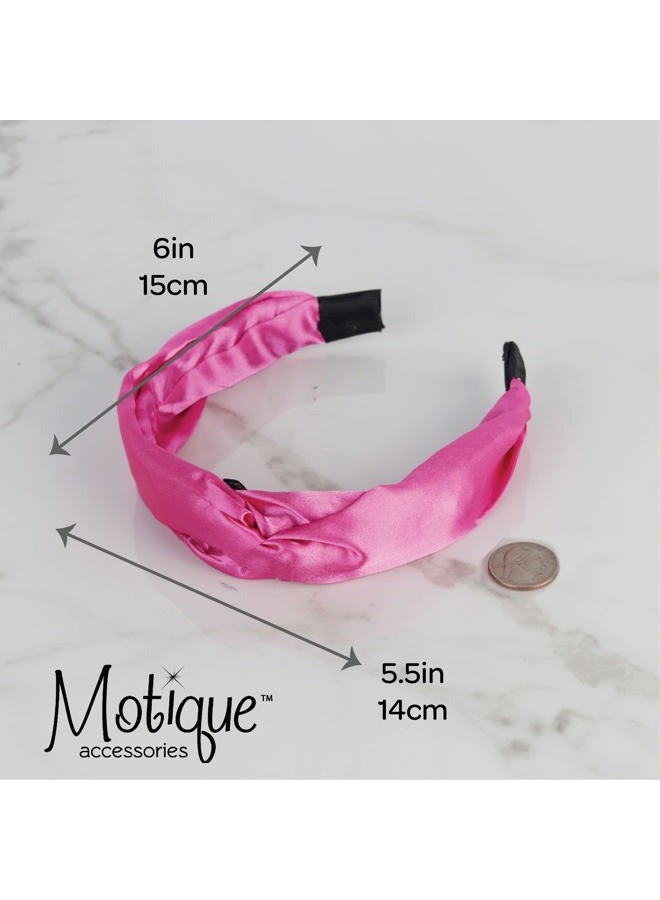 Motique Accessories Satin Headband for women with Twist Turban Knotted Hairband Mauve - Image 4