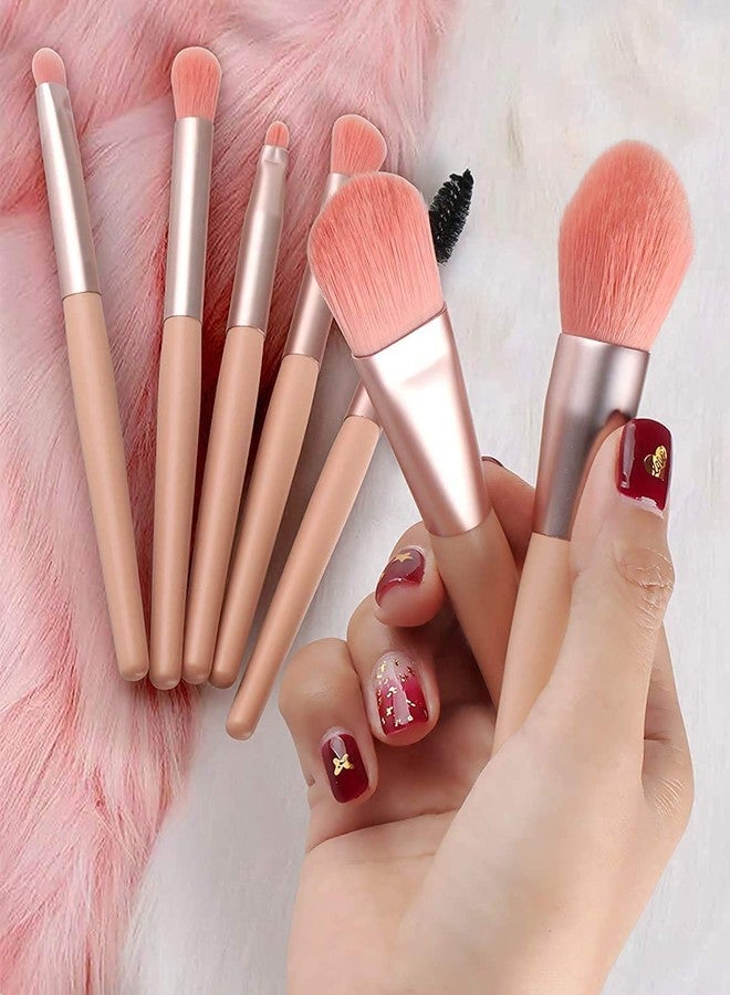 BOTIST 8 PCS Mini Makeup Brush Set with Bag, Portable Travel Foundation Brush Kit, Premium Synthetic Bristles Cosmetic Brush Set for Powder Blush Eyeshadow Lipstick, Ideal Gift For Women - Multicolor - Image 1