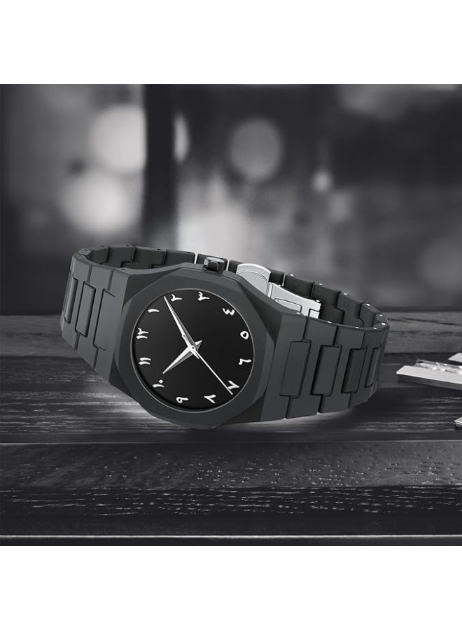 NIBOSI Men's Business Watches Analog Minimalism Dial Octagon Watches for Men Business Waterproof Dress Wrist Watch Black Plastic Strap - Image 3