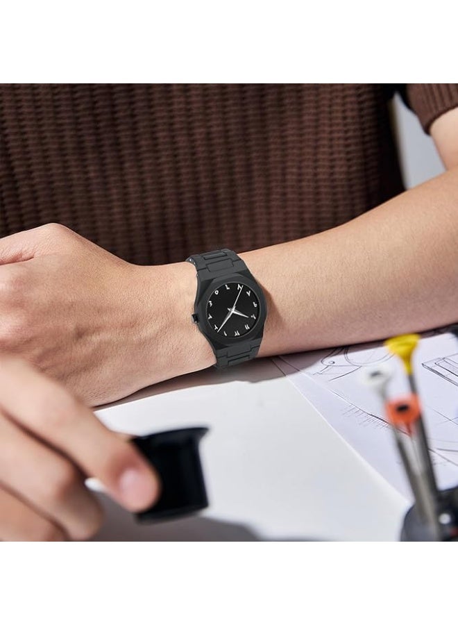 NIBOSI Men's Business Watches Analog Minimalism Dial Octagon Watches for Men Business Waterproof Dress Wrist Watch Black Plastic Strap - Image 4