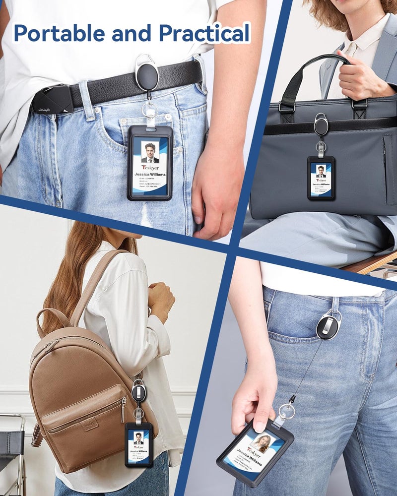 Teskyer Lanyards for ID Badges Set, ID Badge Holder with Heavy Duty Badge Reel and Detachable Lanyard for Office School Work Name Badges - 3 PCS - Image 5