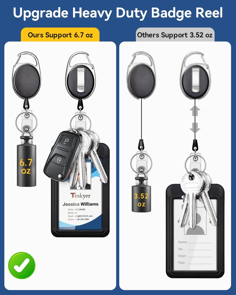 Teskyer Lanyards for ID Badges Set, ID Badge Holder with Heavy Duty Badge Reel and Detachable Lanyard for Office School Work Name Badges - 3 PCS - Image 2