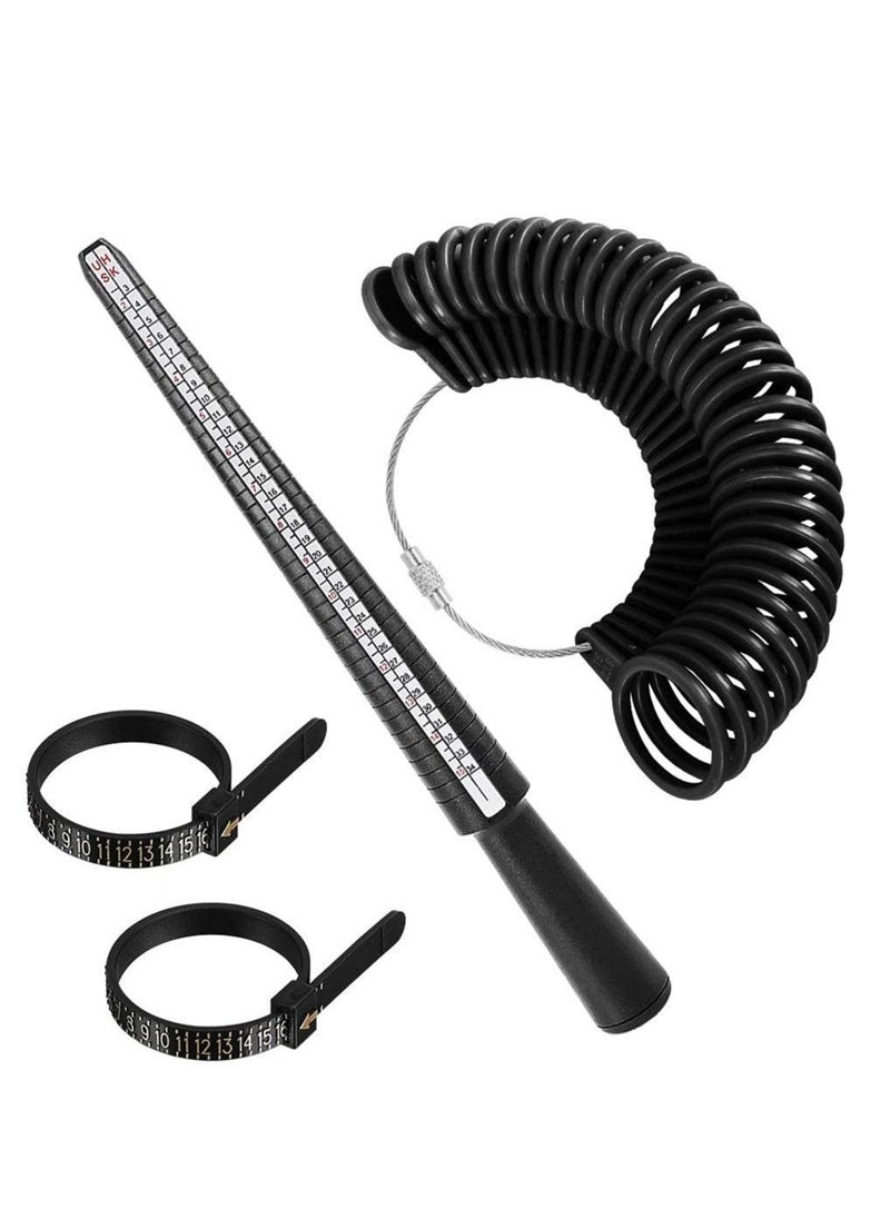 Ring Size Measuring Tool with Plastic Ring Mandrel & Perect Professionals Ring Sizer Guage, Size Stick Jewelry Mandrel and Ring Gauge Finger Size for Jewelry Making, Aluminum Ring Mandrel. - Image 1