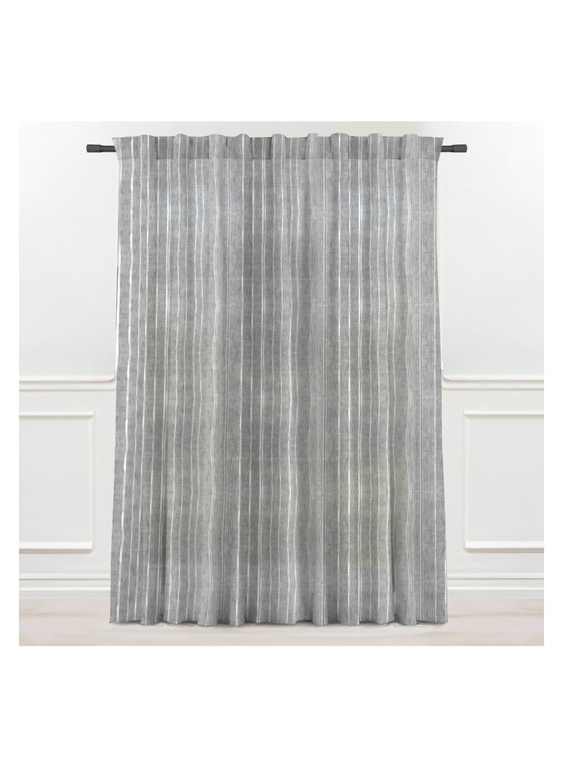  انتكس بيت الستائر ستائر منزلية من الكتان لغرفة المعيشة، ستائر شبه شفافة طبيعية وستائر بخطوط بيضاء عشوائية - خياران للتعليق - قطعة واحدة - Image 2