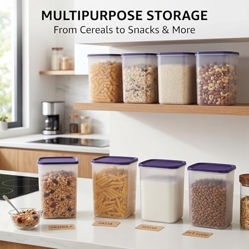 Mahaware Airtight Kitchen Storage Containers Set of 3, 5.5L | BPA Free Square Containers for Flour, Cereal & Bulk Storage | Durable Food Storage Containers, Blue - Image 2