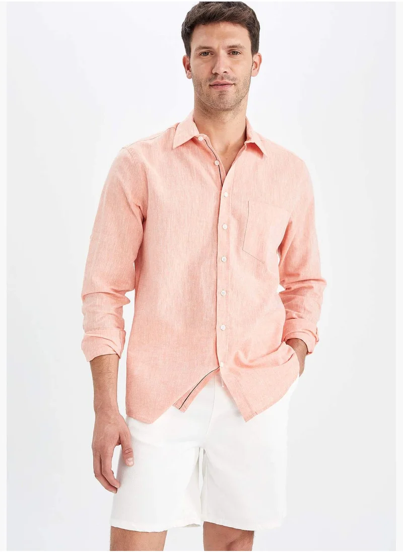 ديفاكتو Man Polo Neck Woven Long Sleeve Shirt