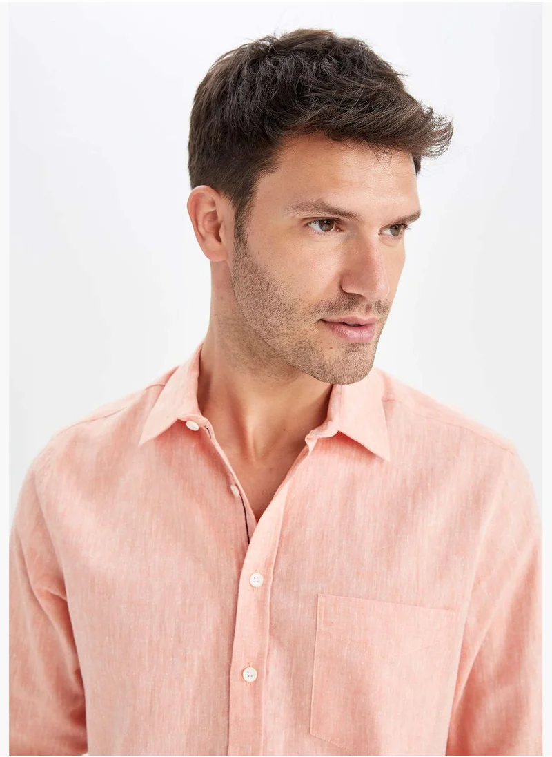 ديفاكتو Man Polo Neck Woven Long Sleeve Shirt
