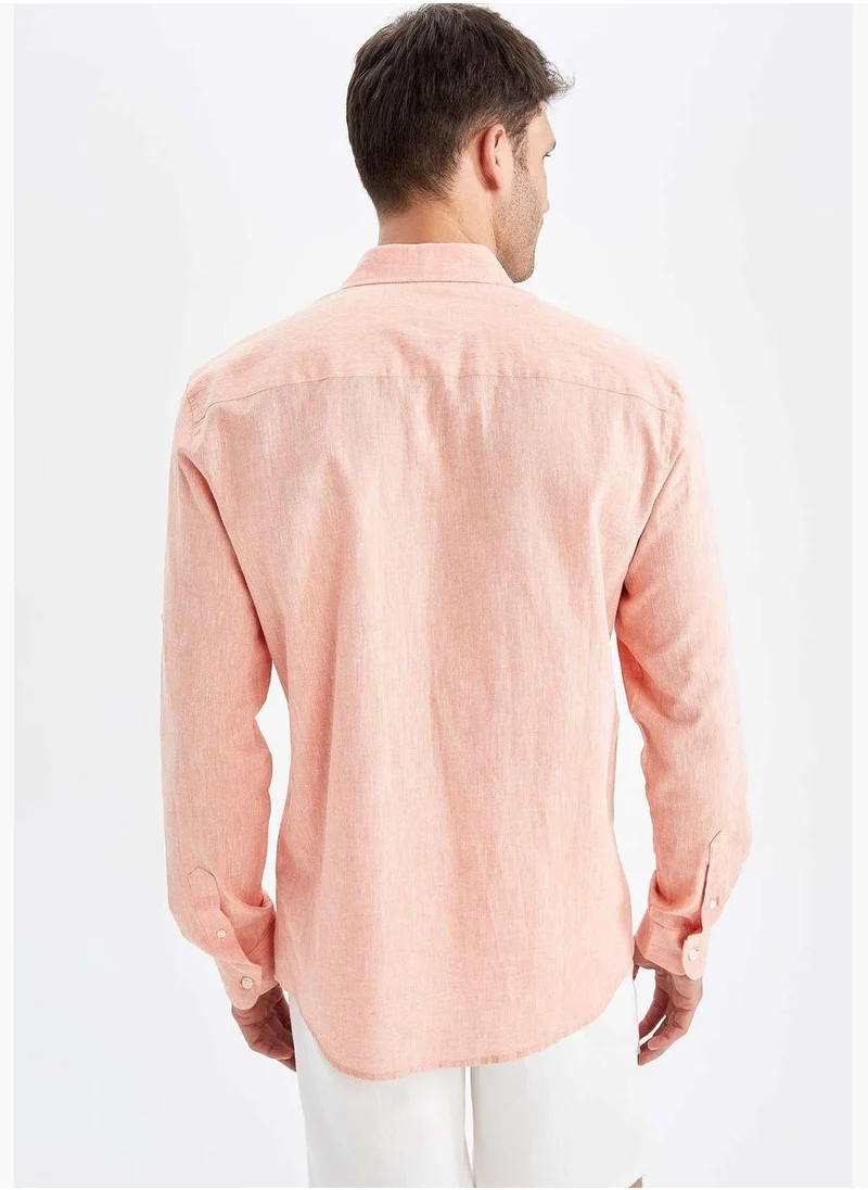 ديفاكتو Man Polo Neck Woven Long Sleeve Shirt