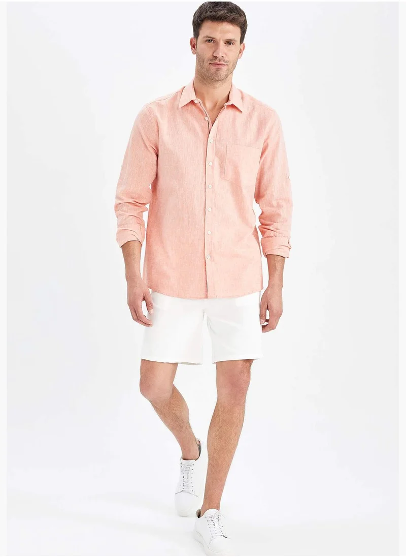 ديفاكتو Man Polo Neck Woven Long Sleeve Shirt