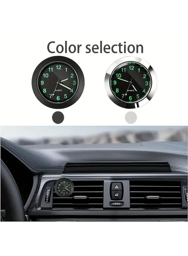Silvery Mini Car Clock Analog Dashboard Night Light Luminous Hands All Vehicles Durable Accessory - Image 2