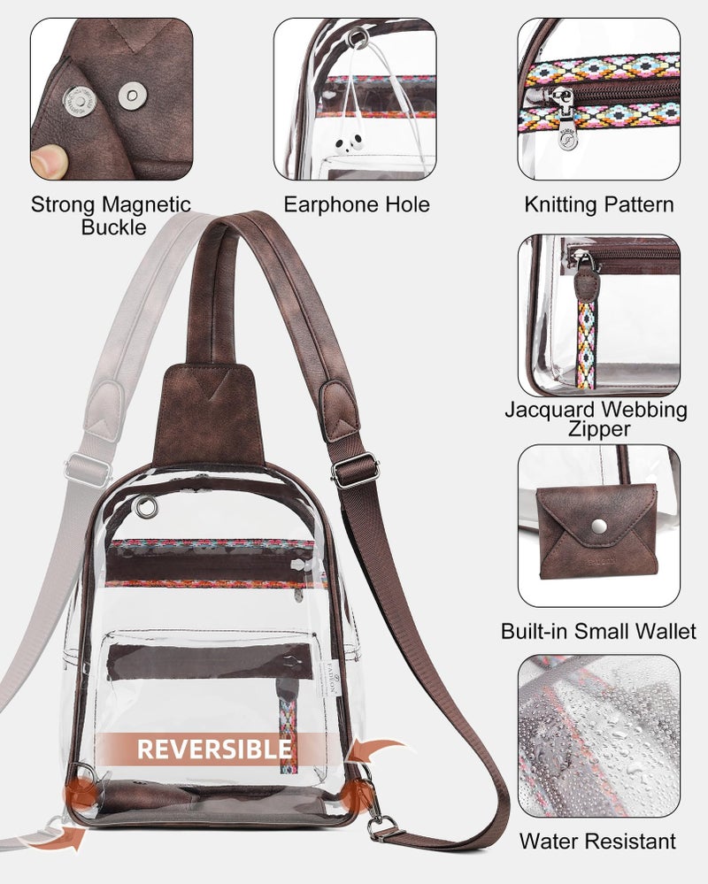 FADEON Large Clear Bag for Stadium Events, Transparent Purse Designer See Through Women's Crossbody Sling Bags Concerts Sports - Image 5