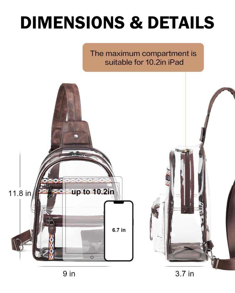 FADEON Large Clear Bag for Stadium Events, Transparent Purse Designer See Through Women's Crossbody Sling Bags Concerts Sports - Image 3