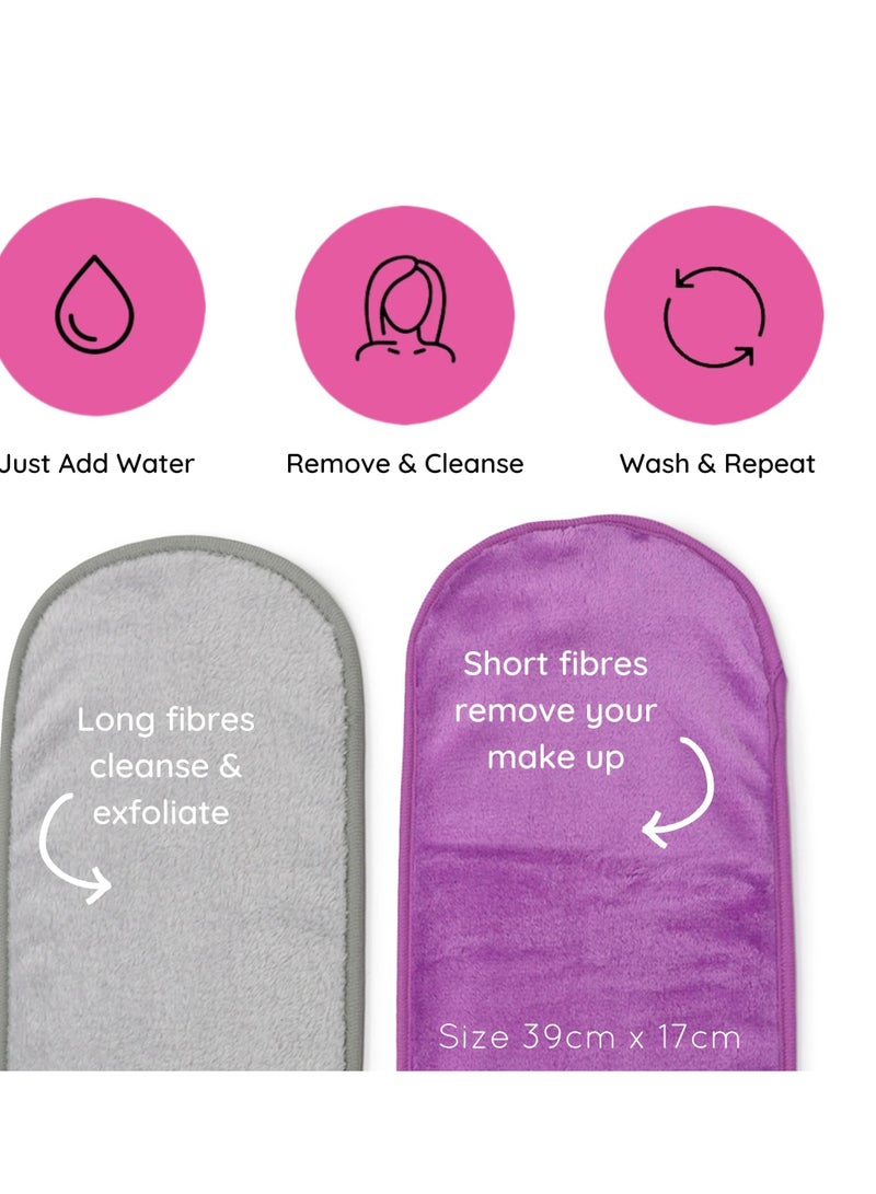 Wownect Reusable Makeup Remover Cloth for Facial Cleansing Machine Washable 15.7x6.6 inch (Pack of 2) - Pink & Grey - Image 4