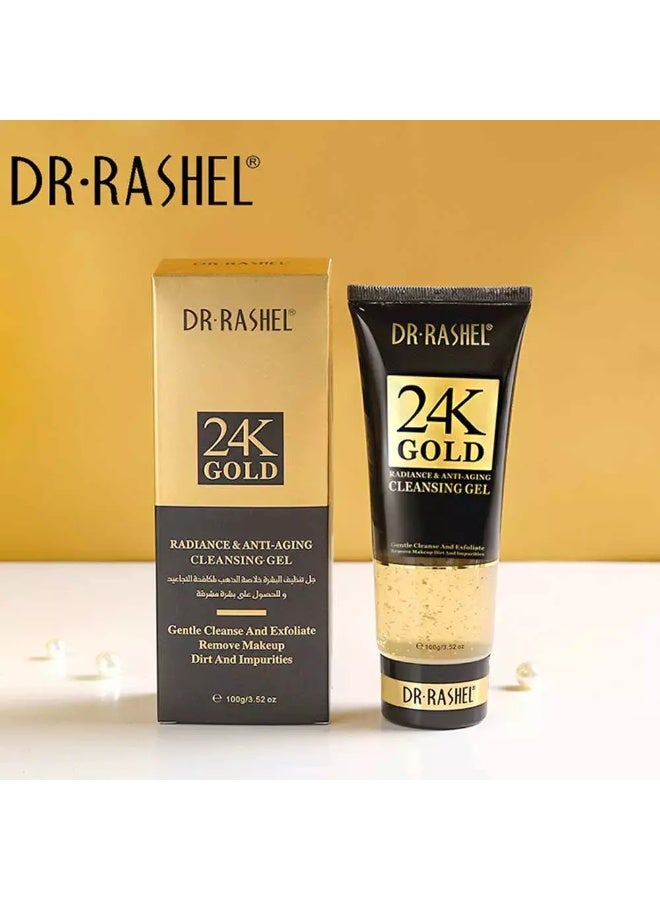 DR. RASHEL جل تنظيف المكياج المضاد للشيخوخة والتألق 24 قيراط من د. راشيل 100 جرام - ذهب - Image 1