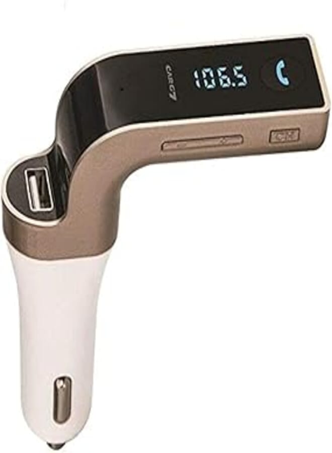 G-7 FM transmitter device range and MP3 player for cars, with USB port and charger