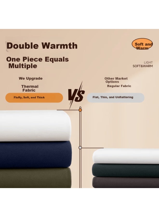 Vancl Men's Autumn Winter Double-sided Fleece Thermal Underwear Youth Polar Fleece Long Sleeve T-shirt Navy Blue M - Image 4