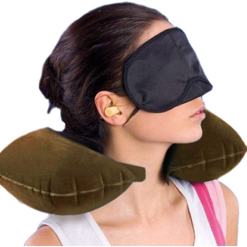 Naivete Naivete Polyester Cotton Neck Travel Pillow, Eye Mask and Ear Plug (Navy Blue, 1 pc) - Image 2