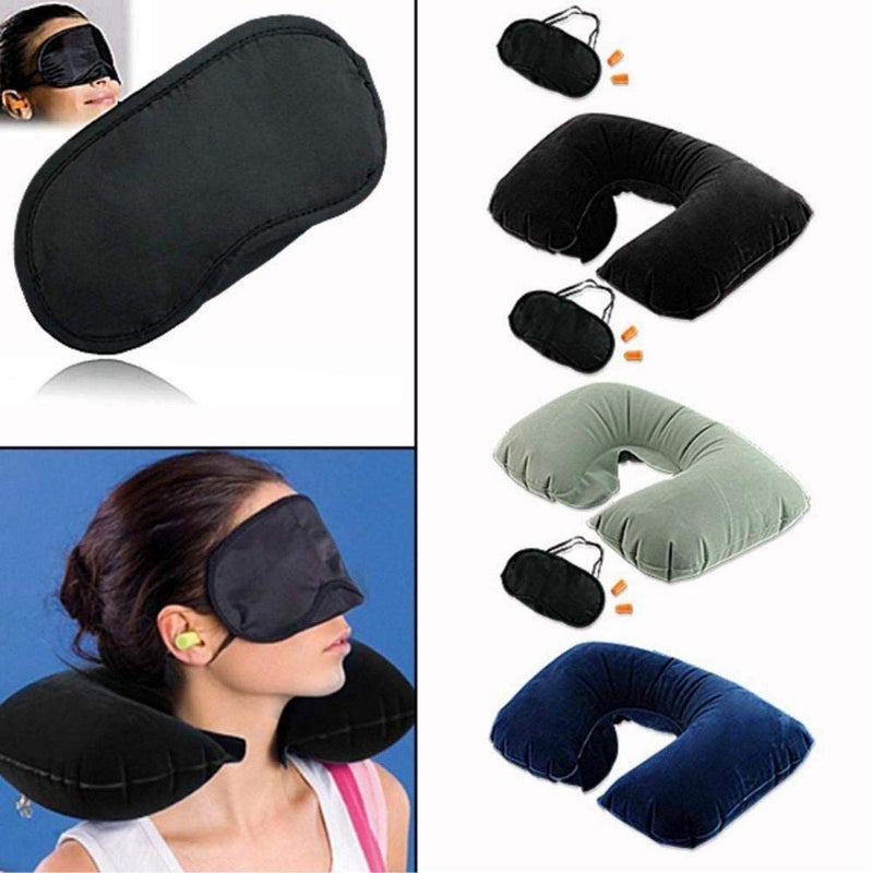Naivete Naivete Polyester Cotton Neck Travel Pillow, Eye Mask and Ear Plug (Navy Blue, 1 pc) - Image 3