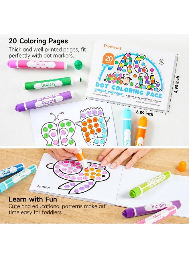 شاتل أرت أقلام تحديد نقطية قابلة للغسل من شاتل آرت، ٢٦ لونًا مع كتاب أنشطة مجاني، لوازم فنية ممتعة للأطفال الصغار ومرحلة ما قبل المدرسة، أقلام تلوين مائية غير سامة، أقلام تحديد نقطية فنية - Image 5