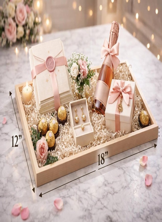 GLADTOGIFT صينية خشبية من خشب MDF من Gladtogift، مقاس 12 × 18 × 1 بوصة | صينية تقديم وسلال هدايا مستطيلة كبيرة | خشب غير مصقول للأعمال اليدوية، وسلال هدايا الزفاف، وديكور المنزل، والتنظيم - Image 3