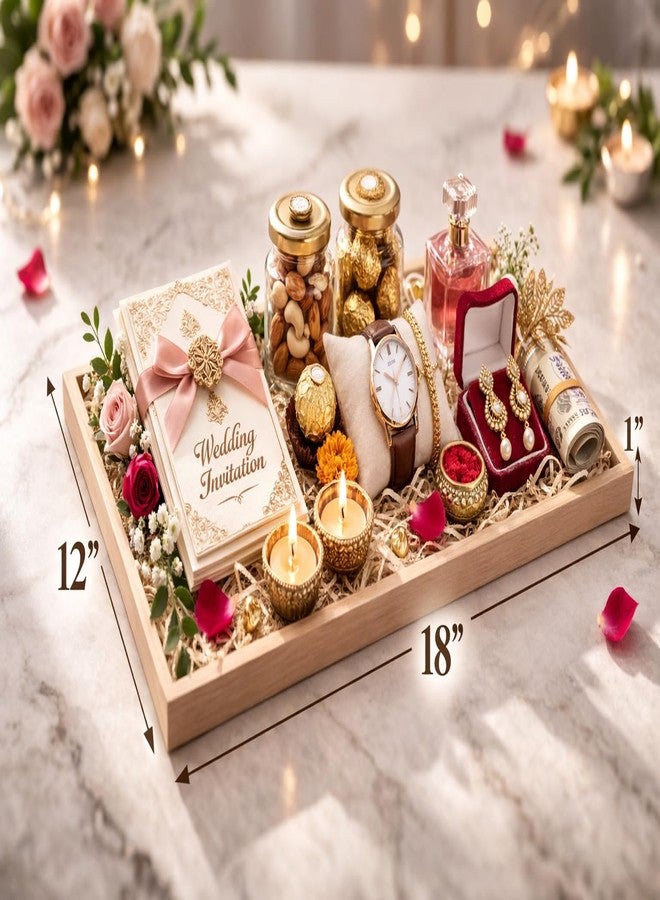 GLADTOGIFT صينية خشبية من خشب MDF من Gladtogift، مقاس 12 × 18 × 1 بوصة | صينية تقديم وسلال هدايا مستطيلة كبيرة | خشب غير مصقول للأعمال اليدوية، وسلال هدايا الزفاف، وديكور المنزل، والتنظيم - Image 4