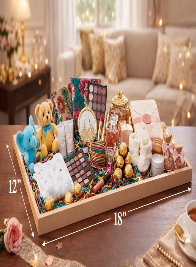 GLADTOGIFT صينية خشبية من خشب MDF من Gladtogift، مقاس 12 × 18 × 1 بوصة | صينية تقديم وسلال هدايا مستطيلة كبيرة | خشب غير مصقول للأعمال اليدوية، وسلال هدايا الزفاف، وديكور المنزل، والتنظيم - Image 5
