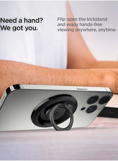 Spigen حامل هاتف مغناطيسي بحلقة O-Mag (MagFit) ومسند مع MagSafe لهواتف iPhone 14 Pro Max و14 Pro و14 Plus و14 و13 و12 - كربون  - Image 3