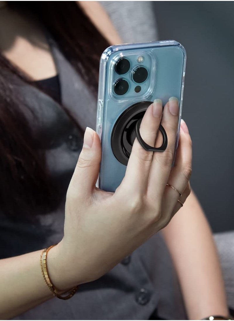 Spigen - حامل هاتف مغناطيسي بحلقة O-Mag (MagFit) ومسند مع MagSafe لهواتف iPhone 14 Pro Max و14 Pro و14 Plus و14 و13 و12 - كربون - Image 1