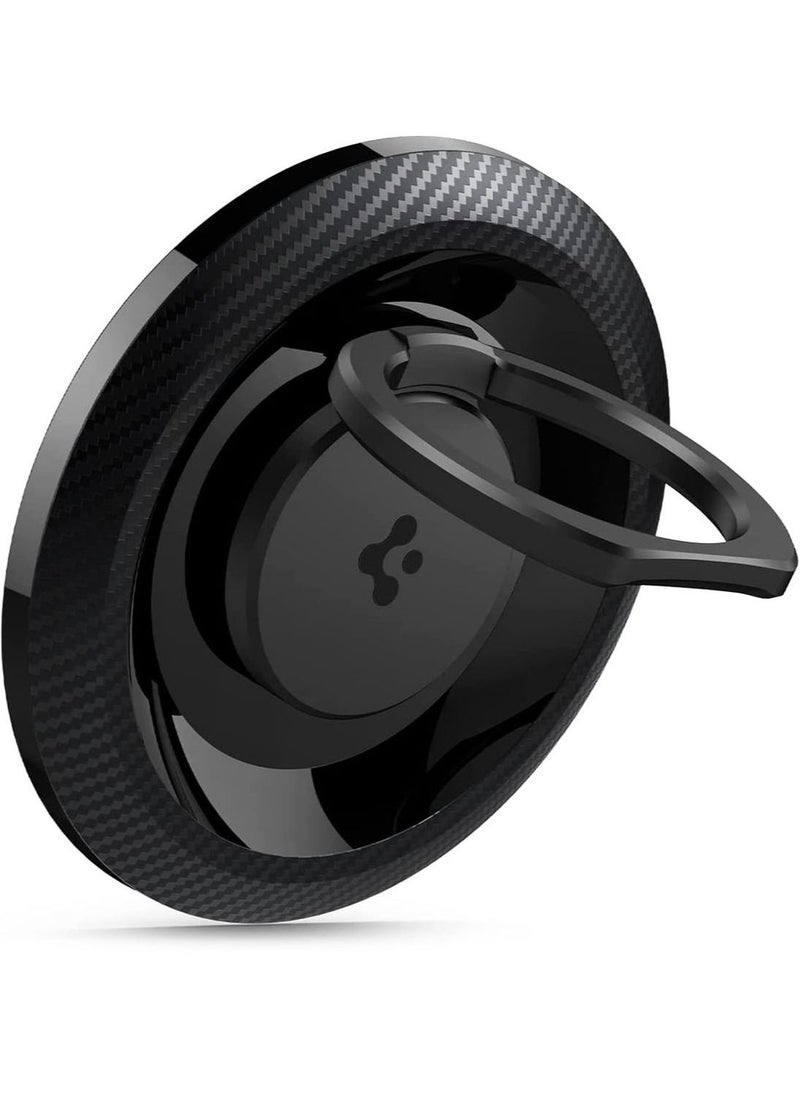 Spigen - حامل هاتف مغناطيسي بحلقة O-Mag (MagFit) ومسند مع MagSafe لهواتف iPhone 14 Pro Max و14 Pro و14 Plus و14 و13 و12 - كربون - Image 1