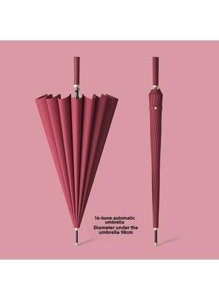 22-inch 16-Ribs Automatic Umbrella Colorful Handle 22 inch impact cloth wine red (color straight leather handle automatically open) - pzsku/Z32E342FCD9442D9ECB14Z/45/1746213075/11a7173e-058d-4640-9af6-84f8e785fe3f