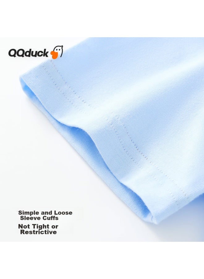 Qq Duck Children's Clothing, Boys' T-shirt, Girls' Short-sleeve Top, Summer Student Wear, Skateboard Letter Print, Ice Crystal Blue; Size 150 - Image 4