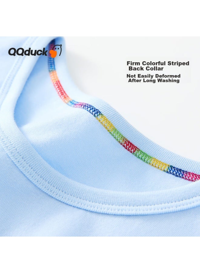 Qq Duck Children's Clothing, Boys' T-shirt, Girls' Short-sleeve Top, Summer Student Wear, Skateboard Letter Print, Ice Crystal Blue; Size 150 - Image 3