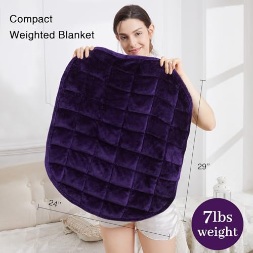 Alomidds Weighted Lap Blanket 7lbs, Cozy Breathable Flannel Weighted Lap Pad for Adults, Small Weighted Blanket for Travel, Sleeping, Couch, Purple, 29" x 24" - Image 5