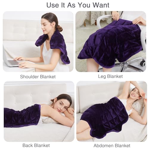 Alomidds Weighted Lap Blanket 7lbs, Cozy Breathable Flannel Weighted Lap Pad for Adults, Small Weighted Blanket for Travel, Sleeping, Couch, Purple, 29" x 24" - Image 4
