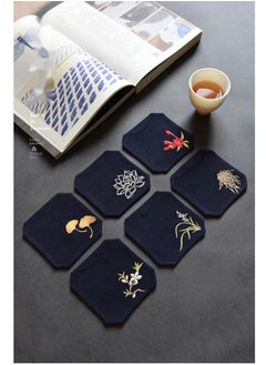 Y&D Chinese Style Cotton Linen Retro Water Absorbing Double Layer Thickened Cup Holder Fabric Embroidered Tea Cup Pad Fabric Art Cup Pad  - Image 3