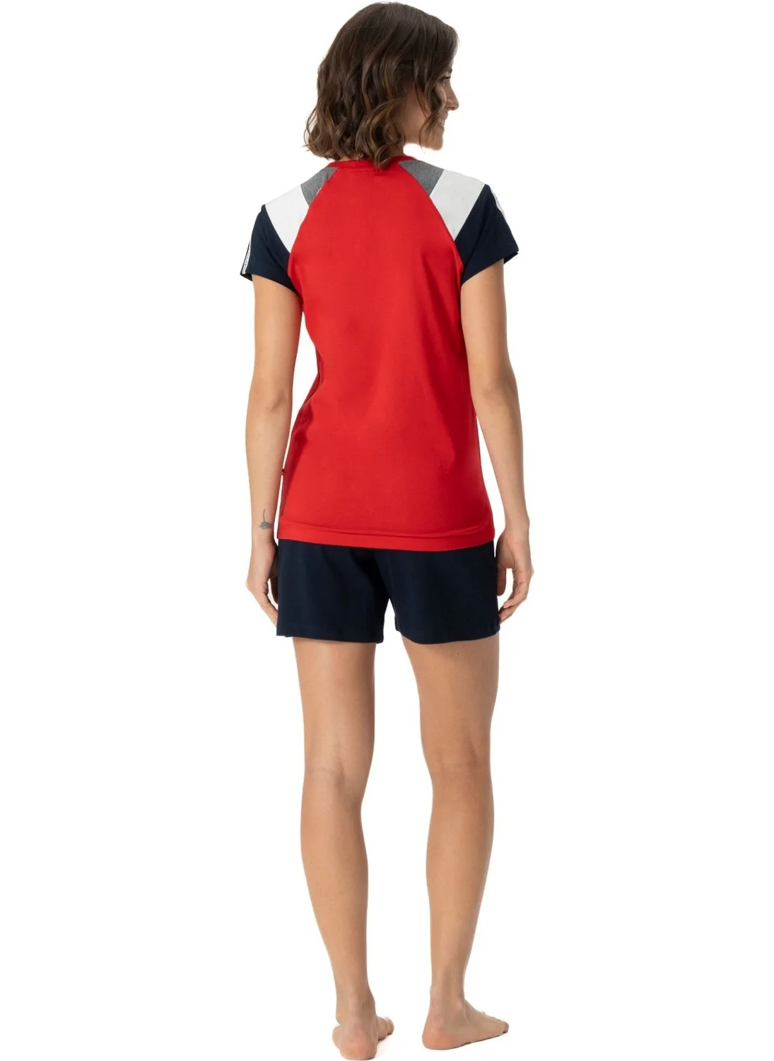 U.S. Polo Assn. BASE. Polo Assn. 16988 Women's Short Sleeve T-Shirt Pajama Set with Shorts - Red