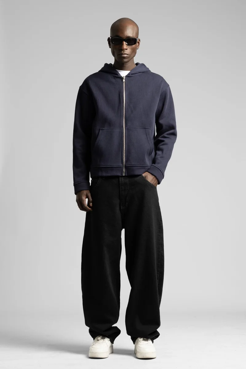 Catch Diagonal Hooded Zip-Up Sweatshirt