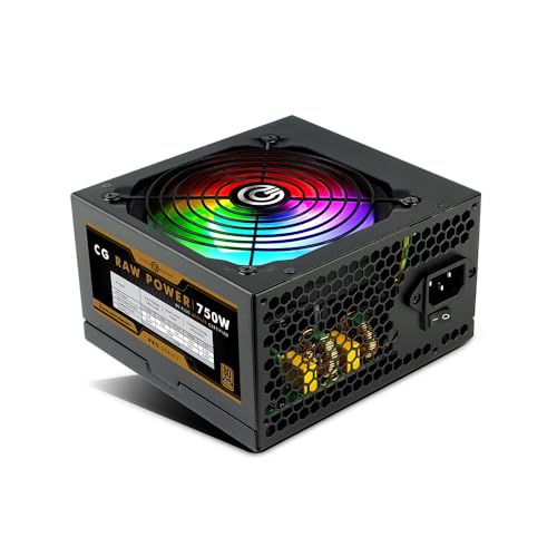 CIRCLE COMPLETE TECHNOLOGY Circle CG RAW Power 750 WATTS Gaming Power Supply/PSU - Non-Modular | 80 Plus Bronze Certified | 120mm RGB Fan | Active PFC | Flat Black Cables | 750 Watt - Black - Image 1