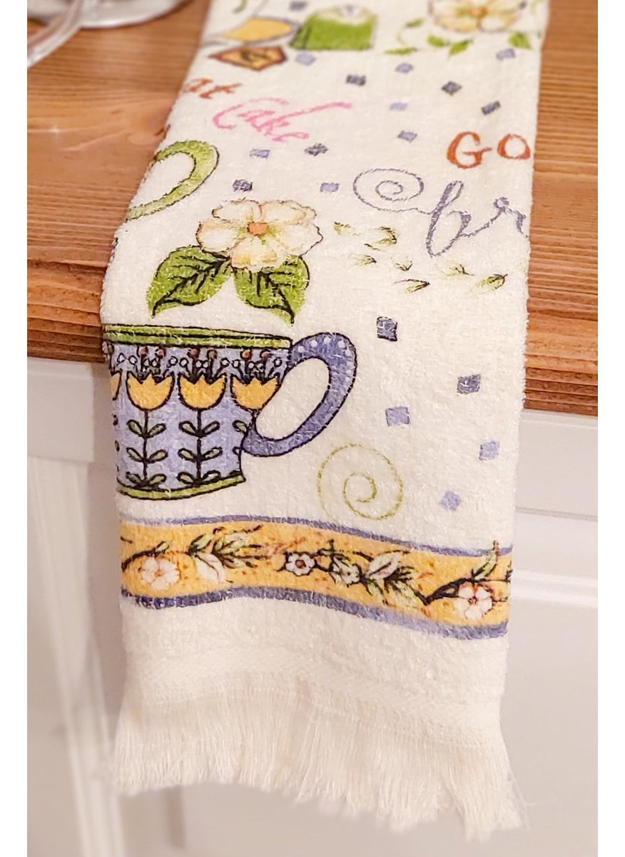 Cnr Garden Fringed Cotton Printed 100% Cotton 40X60 cm Hand Face Kitchen Towel Soft Patterned Water Absorbent Towel  - Image 2