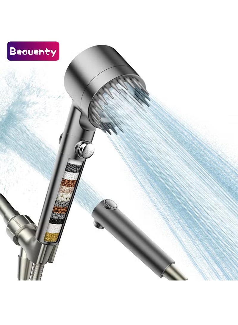 Beauenty Filtered Shower Head with Handheld, High Pressure Water Flow and Multiple Spray Modes Shower Head with Filter, Power Wash for Hard Water, Showerhead with ON/OFF Switch for Pets Bath - Image 1