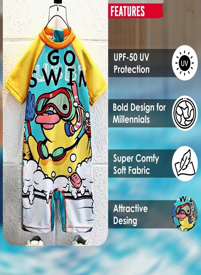 SG-Mart Swimsuits One Piece Swimwear Sun Protection Quick Go Swim Design Toddler Summer Bathing Suit for Girls Baby Boys Kids (Size-4XL,1-Pcs) Yellow - Image 3