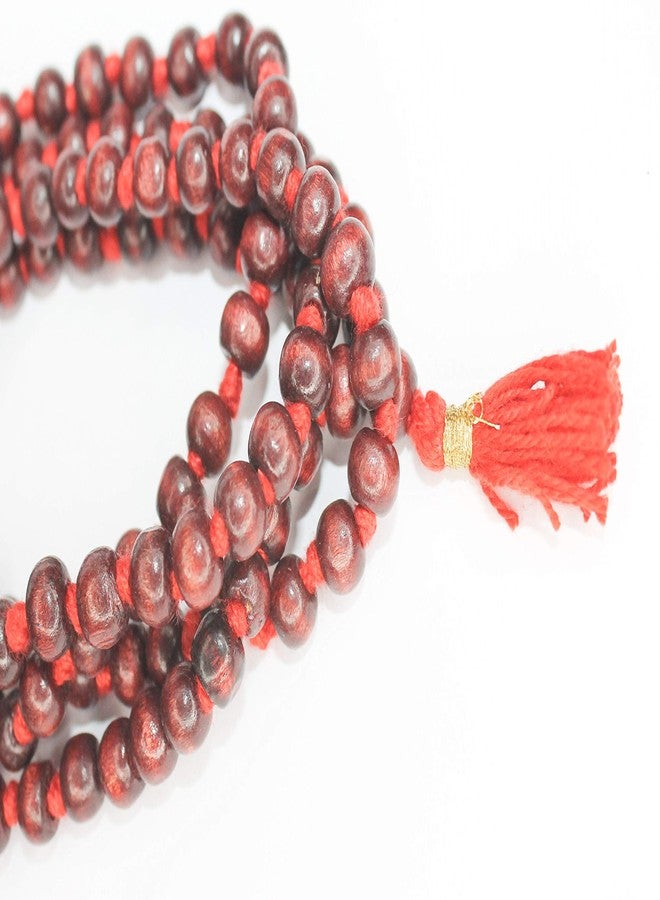 IS4A 8mm Red (Rosewood) Wood Japa Mala Beads Necklace Beads 108 + 1 Hand Knotted Meditation Prayer - Image 2