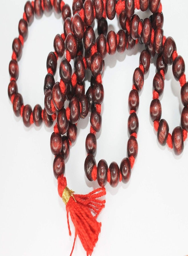 IS4A 8mm Red (Rosewood) Wood Japa Mala Beads Necklace Beads 108 + 1 Hand Knotted Meditation Prayer - Image 3